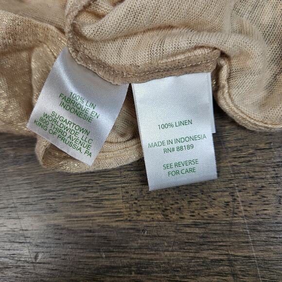 Lilly Pulitzer Size XS Inara 100% Linen Top Sand Dune Gold Shimmer Lightweight - Picture 4 of 7